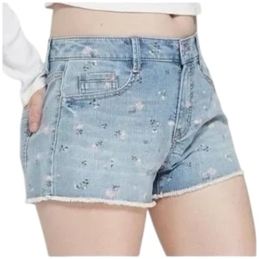 WILD FABLE High Waisted Floral Print Frayed Hem Jean Shorts - Size 6